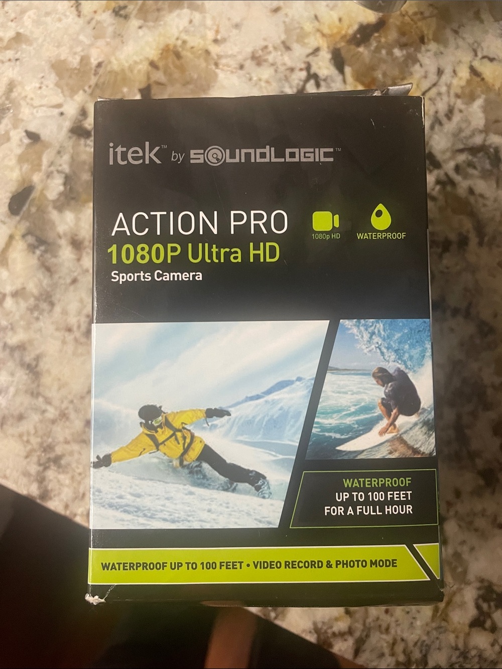 itek Action Pro 1080P Ultra HD Sports Camera - Black/Green NEW open box